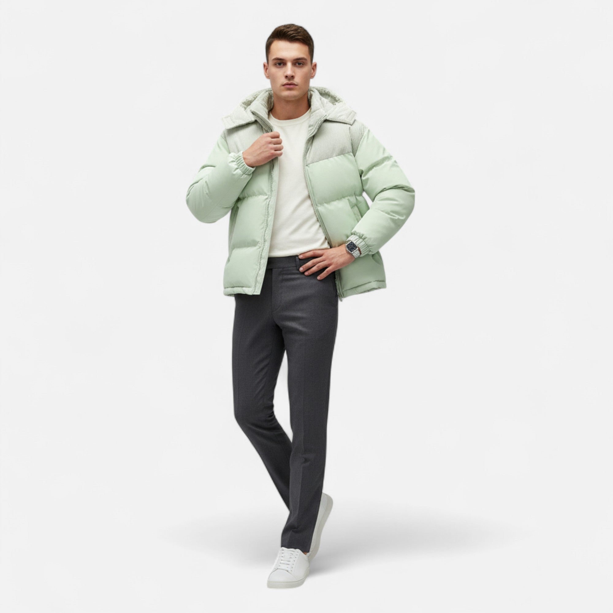 Foursten | Men’s Hooded Colour-Block Winter Jacket