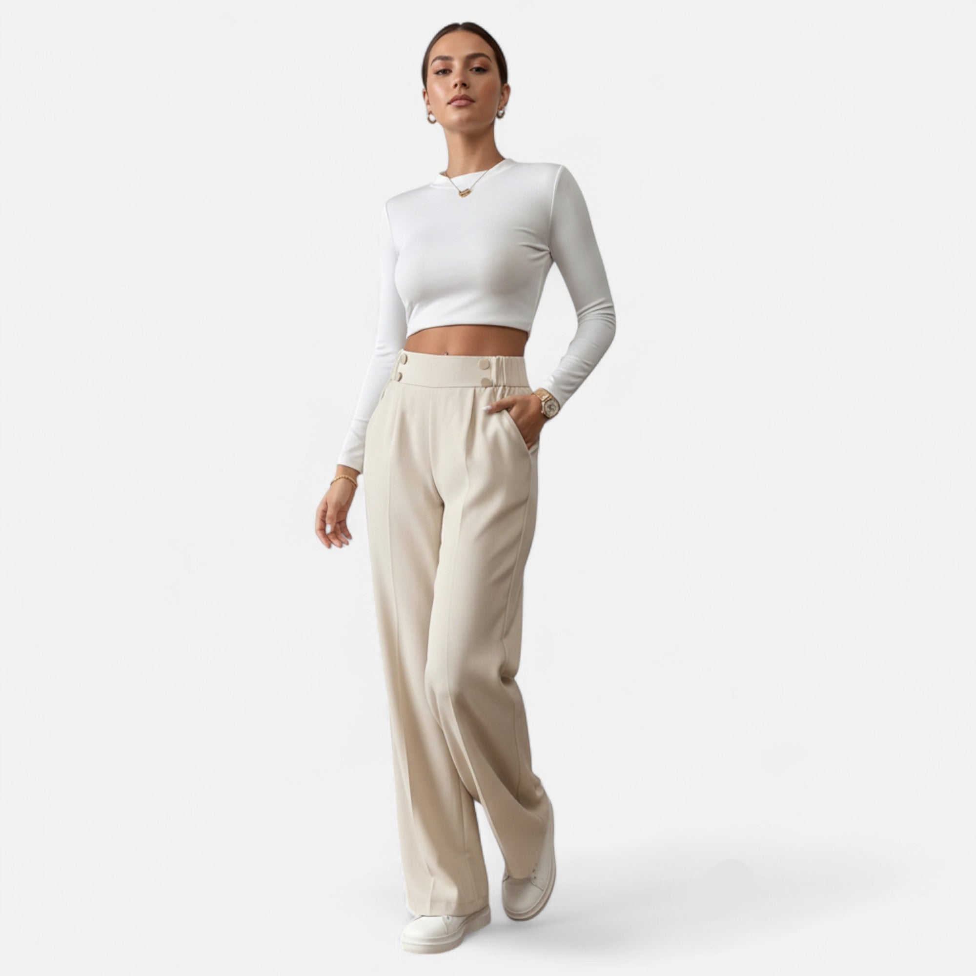 Foursten | Women’s High-Waist Wide-Leg Trousers
